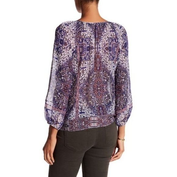 Joie V-Neck 3/4 Sleeve Print Silk Blouse - Picture 3 of 9